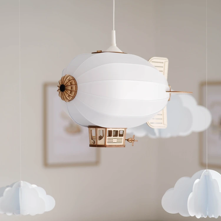 Ręcznie wykonana lampa sterowiec – dekoracyjne oświetlenie dla dzieci